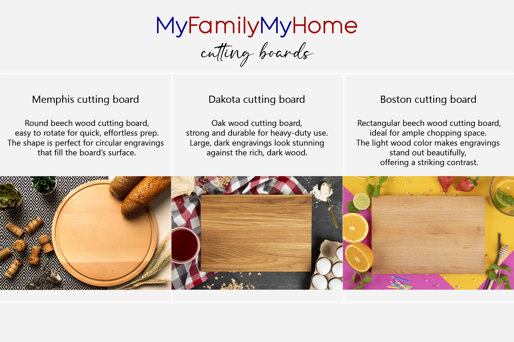 cutting board types - oak or beech wood. select the type and describe the engraving