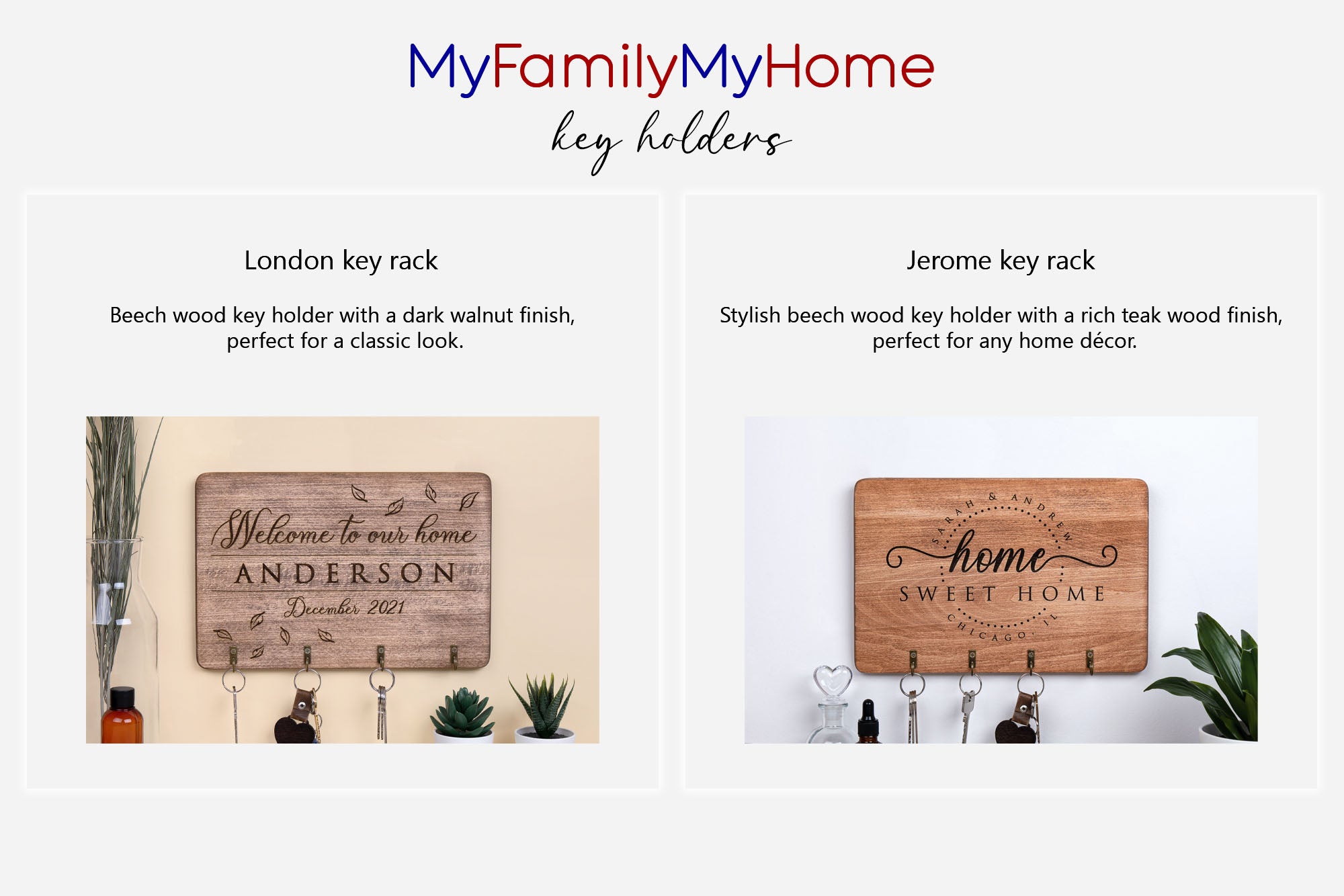 key holders made from natural wood – beech or oak. Choose your favorite material and design, and enjoy a truly special gift